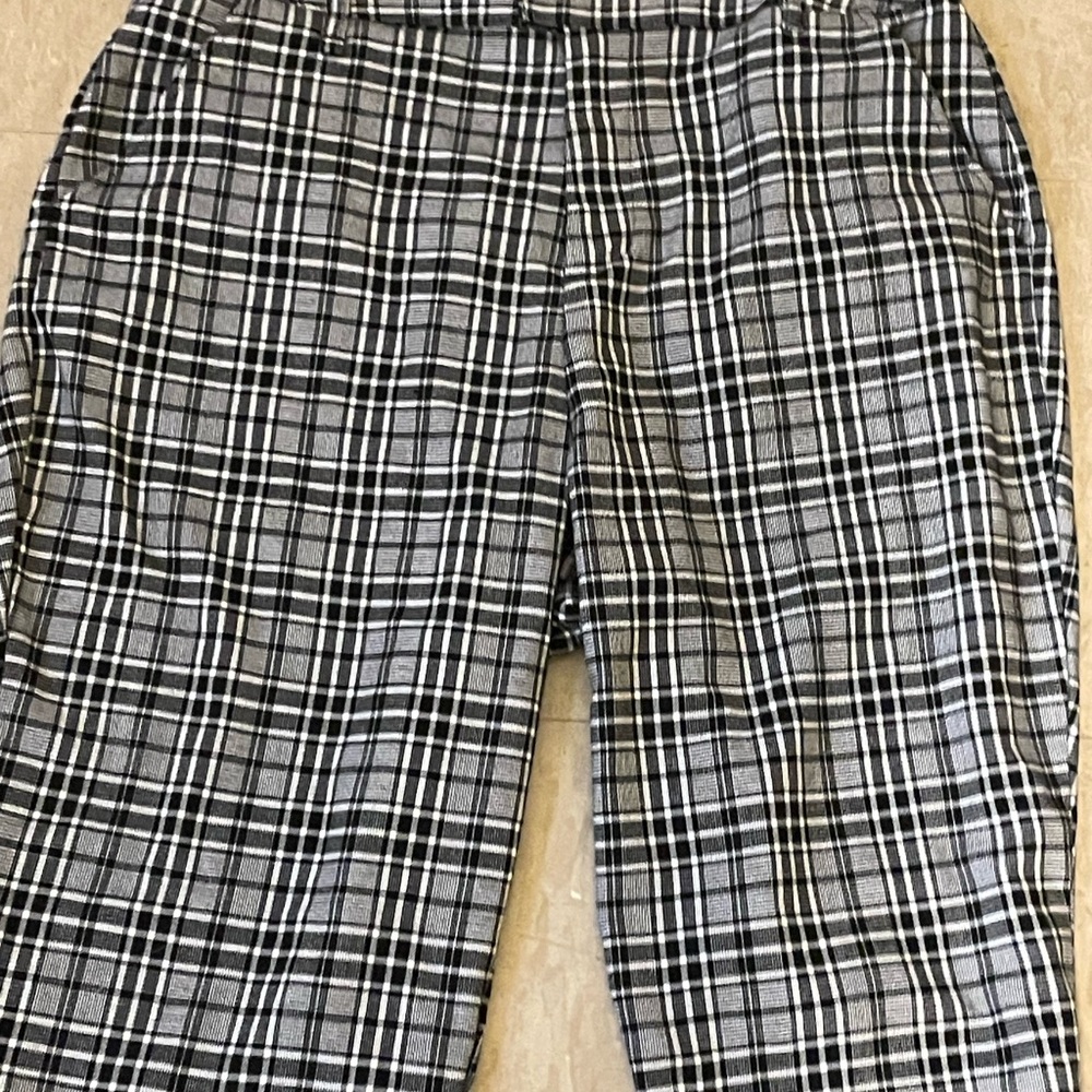 Rainbow Black and White Plaid Cropped Pants